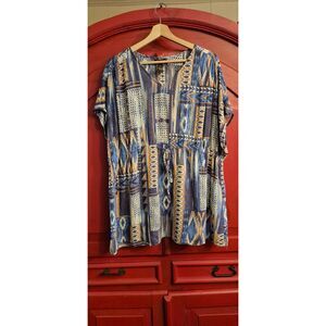 Bit & Bridle XL 100% Rayon Southwestern Drawstring Waist Shirt Worn One Time EUC